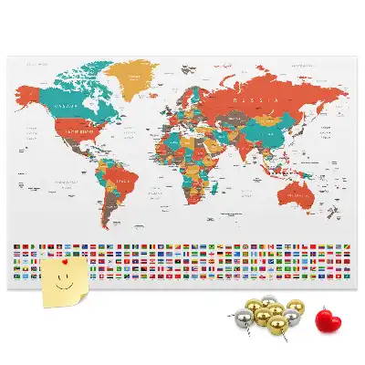 Nástěnka do dětského pokoje Barevná mapa světa