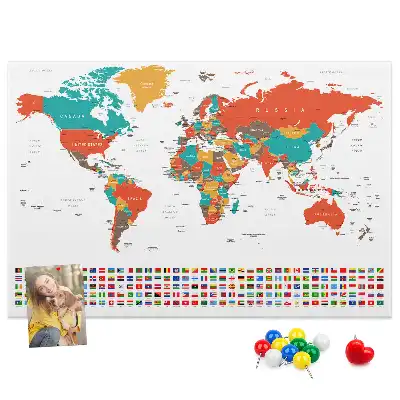 Nástěnka do dětského pokoje Barevná mapa světa