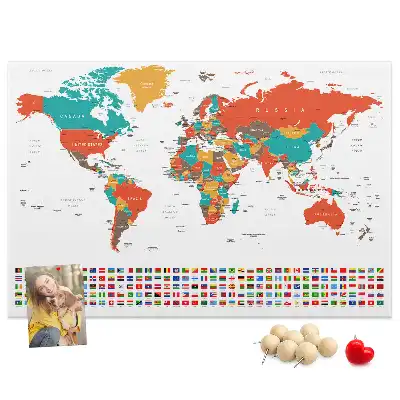 Nástěnka do dětského pokoje Barevná mapa světa