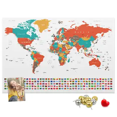 Nástěnka do dětského pokoje Barevná mapa světa