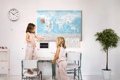 Nástěnka korková Ilustrace mapy kontinentů