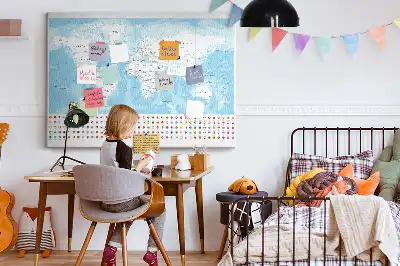Nástěnka korková Ilustrace mapy kontinentů