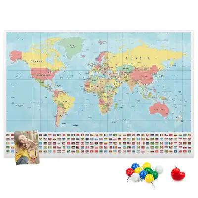 Nástěnka do dětského pokoje Geografická mapa světa