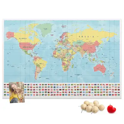 Nástěnka do dětského pokoje Geografická mapa světa