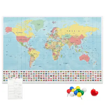 Nástěnka do dětského pokoje Geografická mapa světa