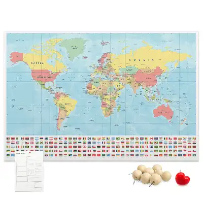 Nástěnka do dětského pokoje Geografická mapa světa