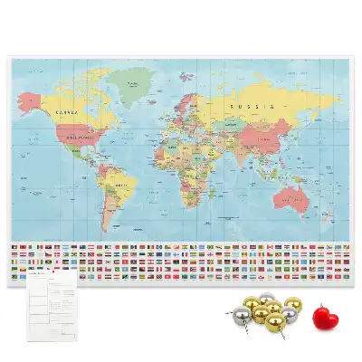 Nástěnka do dětského pokoje Geografická mapa světa