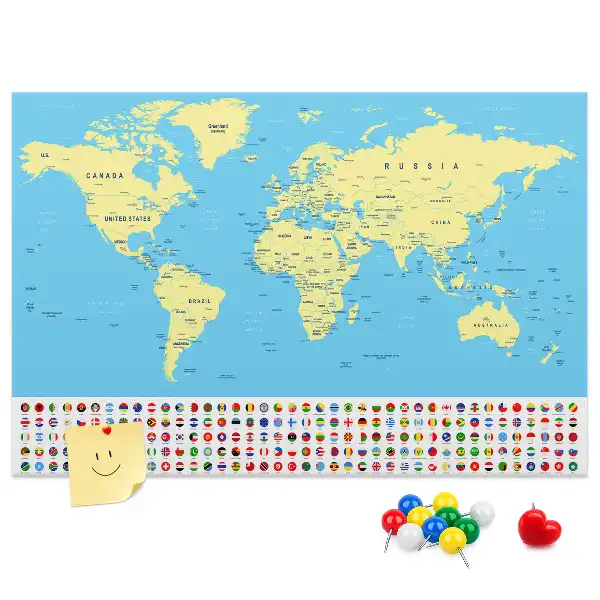 Nástěnka korková Klasická mapa světa