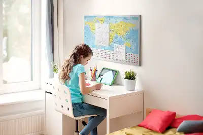Korková tabule Mapa světa a vlajky