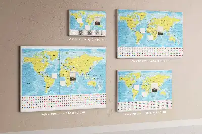 Korková tabule Mapa světa a vlajky