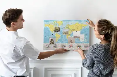 Korková tabule Mapa světa a vlajky