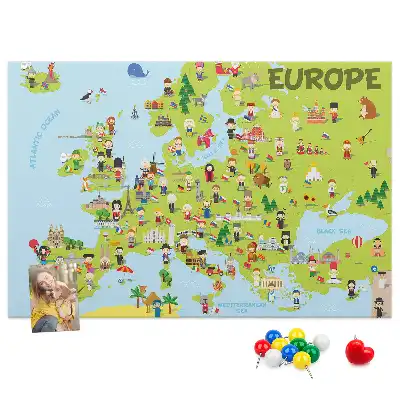 Nástěnka do dětského pokoje Mapa světa s vlajkami