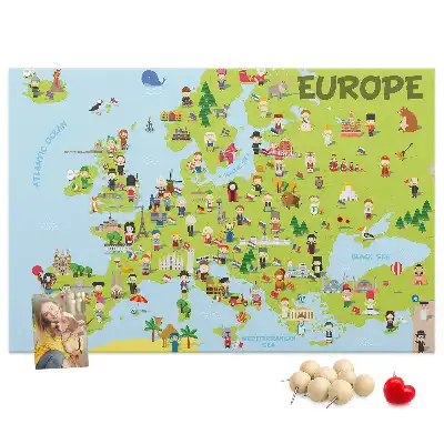 Nástěnka do dětského pokoje Mapa světa s vlajkami