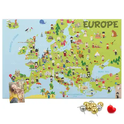 Nástěnka do dětského pokoje Mapa světa s vlajkami
