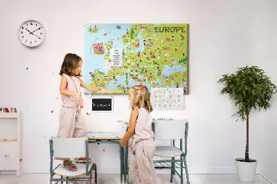 Nástěnka do dětského pokoje Mapa světa s vlajkami