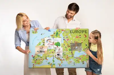 Nástěnka do dětského pokoje Mapa světa s vlajkami
