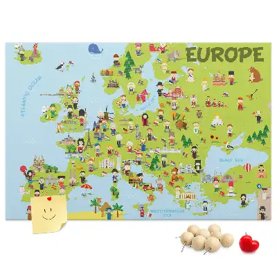 Nástěnka do dětského pokoje Mapa světa s vlajkami