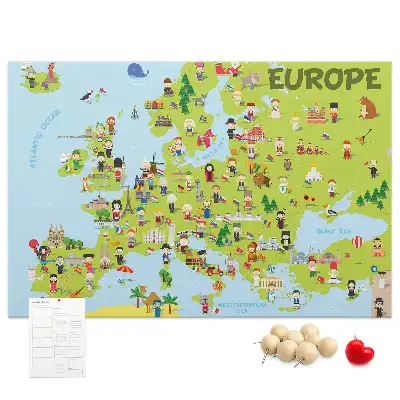Nástěnka do dětského pokoje Mapa světa s vlajkami