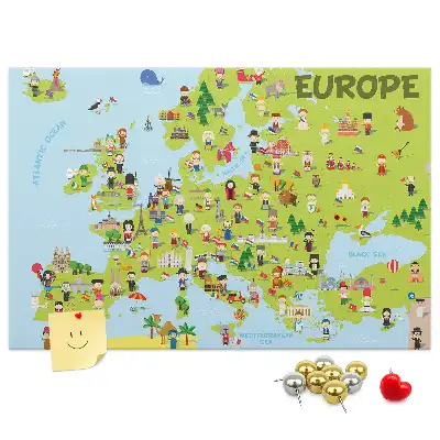 Nástěnka do dětského pokoje Mapa světa s vlajkami