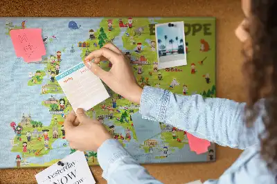 Nástěnka do dětského pokoje Mapa světa s vlajkami