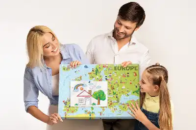 Nástěnka do dětského pokoje Mapa světa s vlajkami