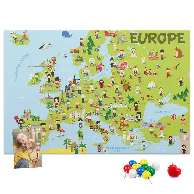 Nástěnka do dětského pokoje Mapa světa s vlajkami