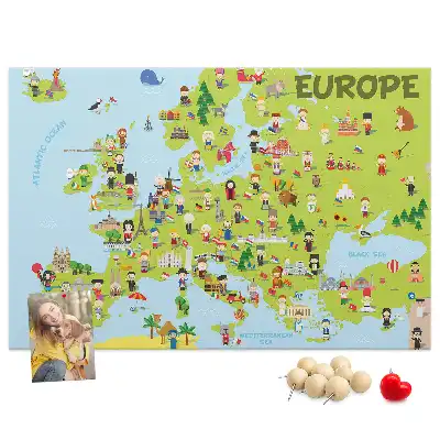 Nástěnka do dětského pokoje Mapa světa s vlajkami