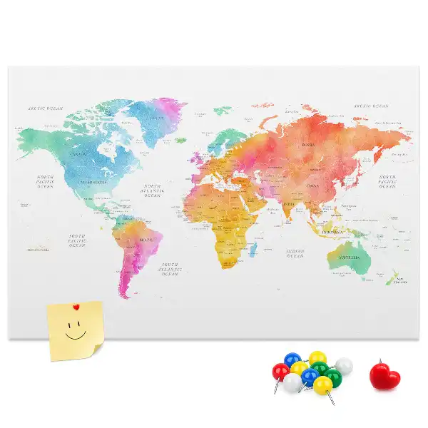 Korková tabule Akvarelová mapa světa