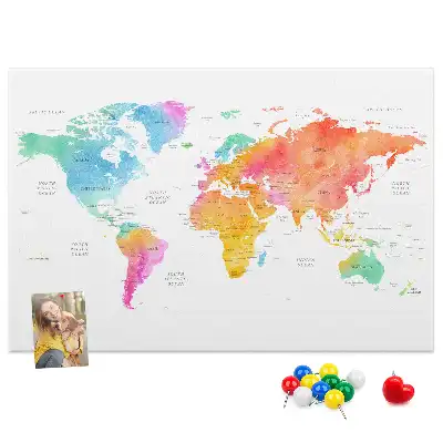 Korková tabule Akvarelová mapa světa