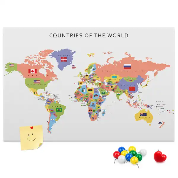 Nástěnka korková Mapa vlajky