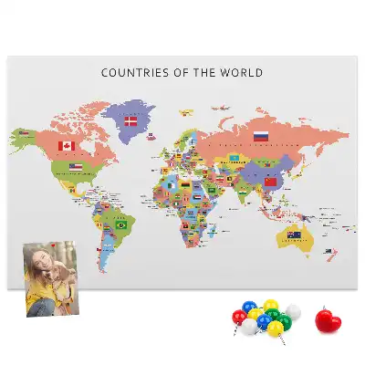 Nástěnka korková Mapa vlajky