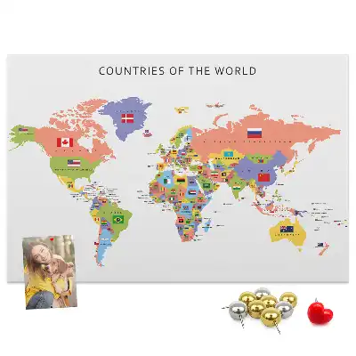 Nástěnka korková Mapa vlajky