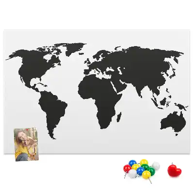 Nástěnka korková Černá mapa světa