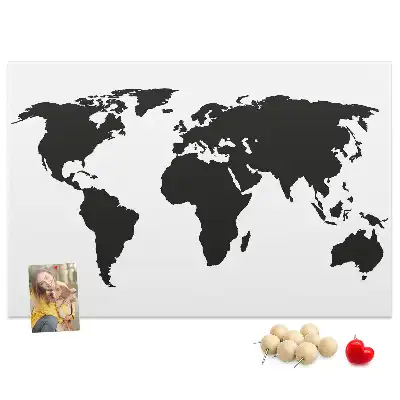 Nástěnka korková Černá mapa světa