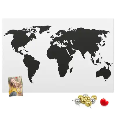Nástěnka korková Černá mapa světa