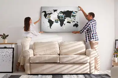 Nástěnka korková Černá mapa světa