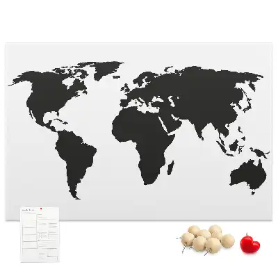 Nástěnka korková Černá mapa světa