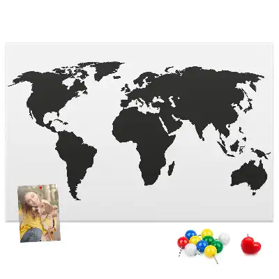 Nástěnka korková Černá mapa světa