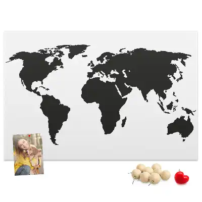 Nástěnka korková Černá mapa světa