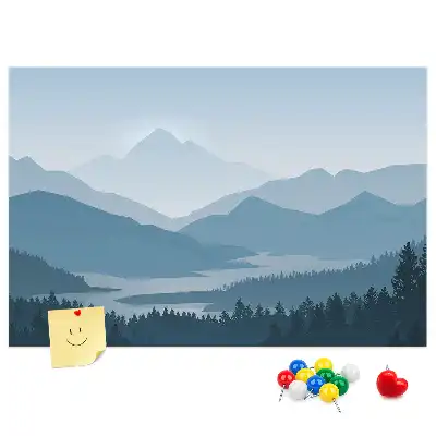Korková nástěnka s motivem horského panoramatu