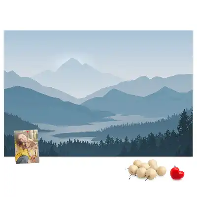 Korková nástěnka s motivem horského panoramatu