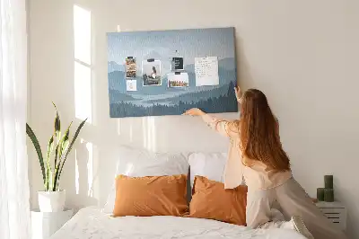 Korková nástěnka s motivem horského panoramatu