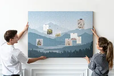 Korková nástěnka s motivem horského panoramatu