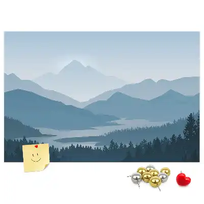 Korková nástěnka s motivem horského panoramatu