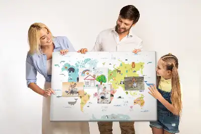Nástěnka korková Mapa světa zvířat