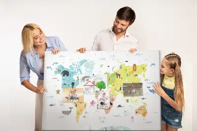 Nástěnka korková Mapa světa zvířat