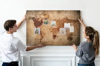 Nástěnka do dětského pokoje se stylizovanou antickou mapou světa