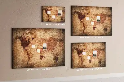 Nástěnka do dětského pokoje se stylizovanou antickou mapou světa