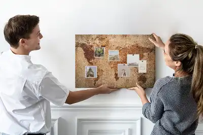 Nástěnka do dětského pokoje se stylizovanou antickou mapou světa