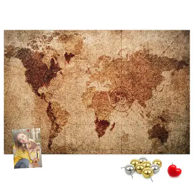 Nástěnka do dětského pokoje se stylizovanou antickou mapou světa